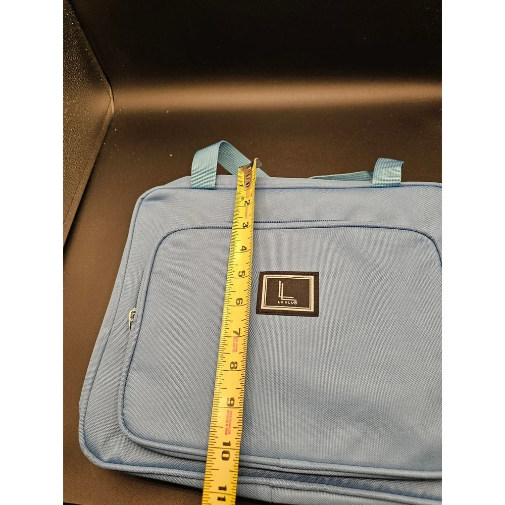 LOULU Hanging Travel Toiletry Bag Organizer Light Blue Canvas Cosmetic Case